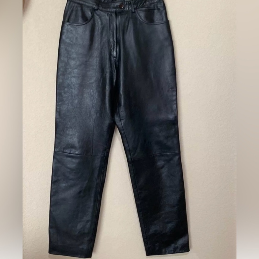 Liz wear High Waist Mam Black Soft Leather Vintage pants Size 6